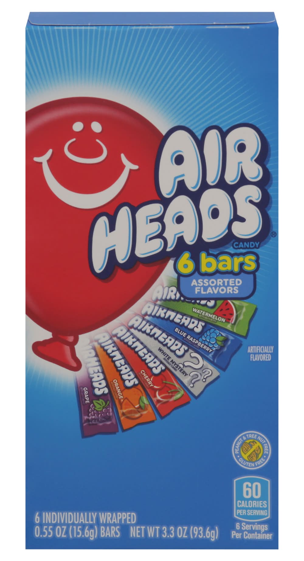 Airheads Chewy Candy Bar, Assorted (6 x 0.55 oz)