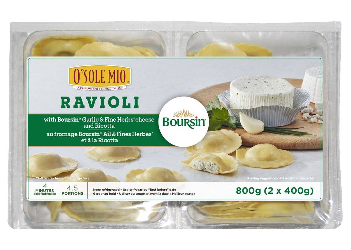 Ravioli Osolemio & Boursin Ail & Fines Herbes, 2 X 400 G / O' Sole Mio Boursin Garlic & Fine Herbs Ravioli (2 x 400 g)