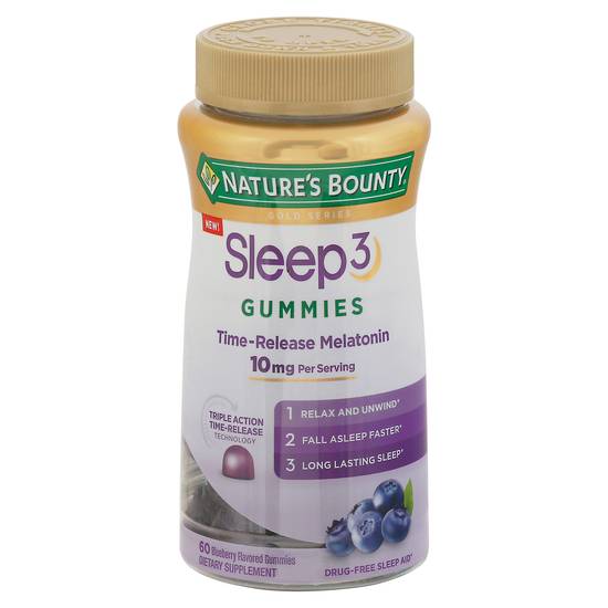 Nature's Bounty Sleep3 Blueberry Flavored 10 mg Gummies (60 ct)
