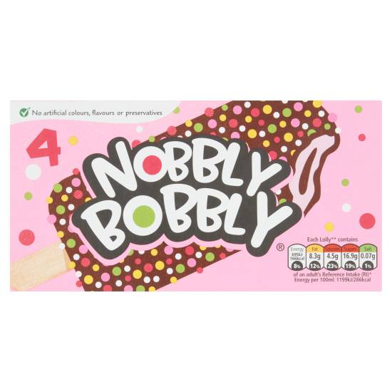 Nobbly Bobbly Strawberry & Chocolate Nobbly Ice Lolly (4 ct)