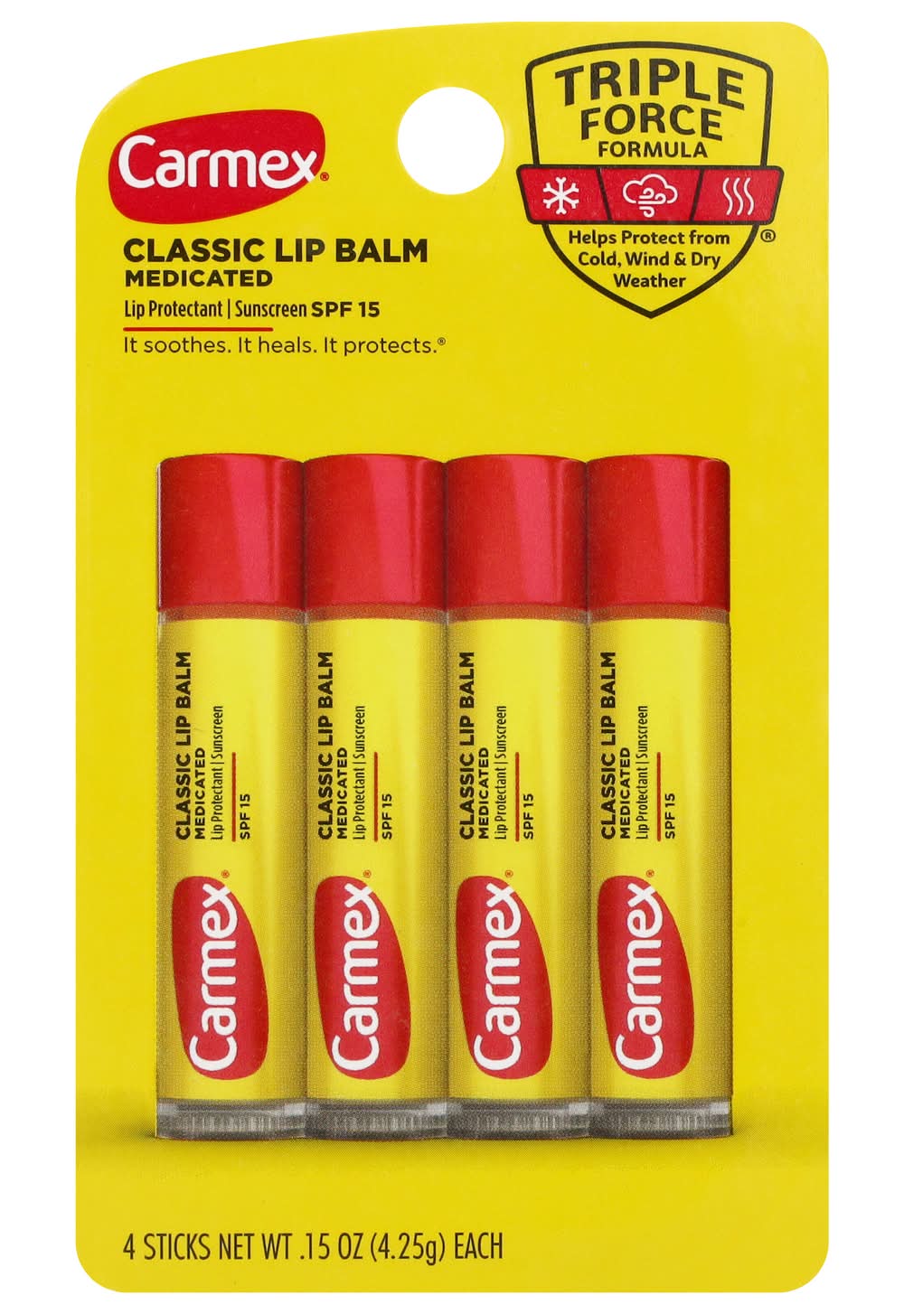 Carmex Classic Medicated Lip Balm Spf 15 (4 x 0.15 oz)