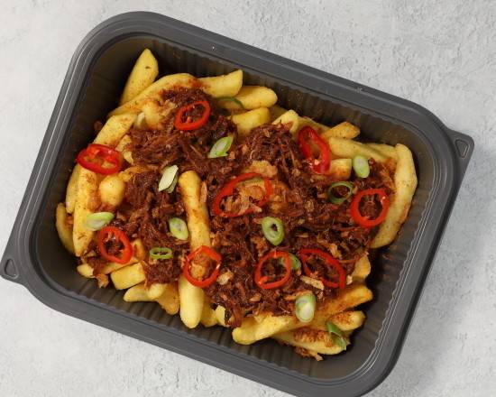 DOUBLE BBQ PULLED PORK DIRTY FRIES 