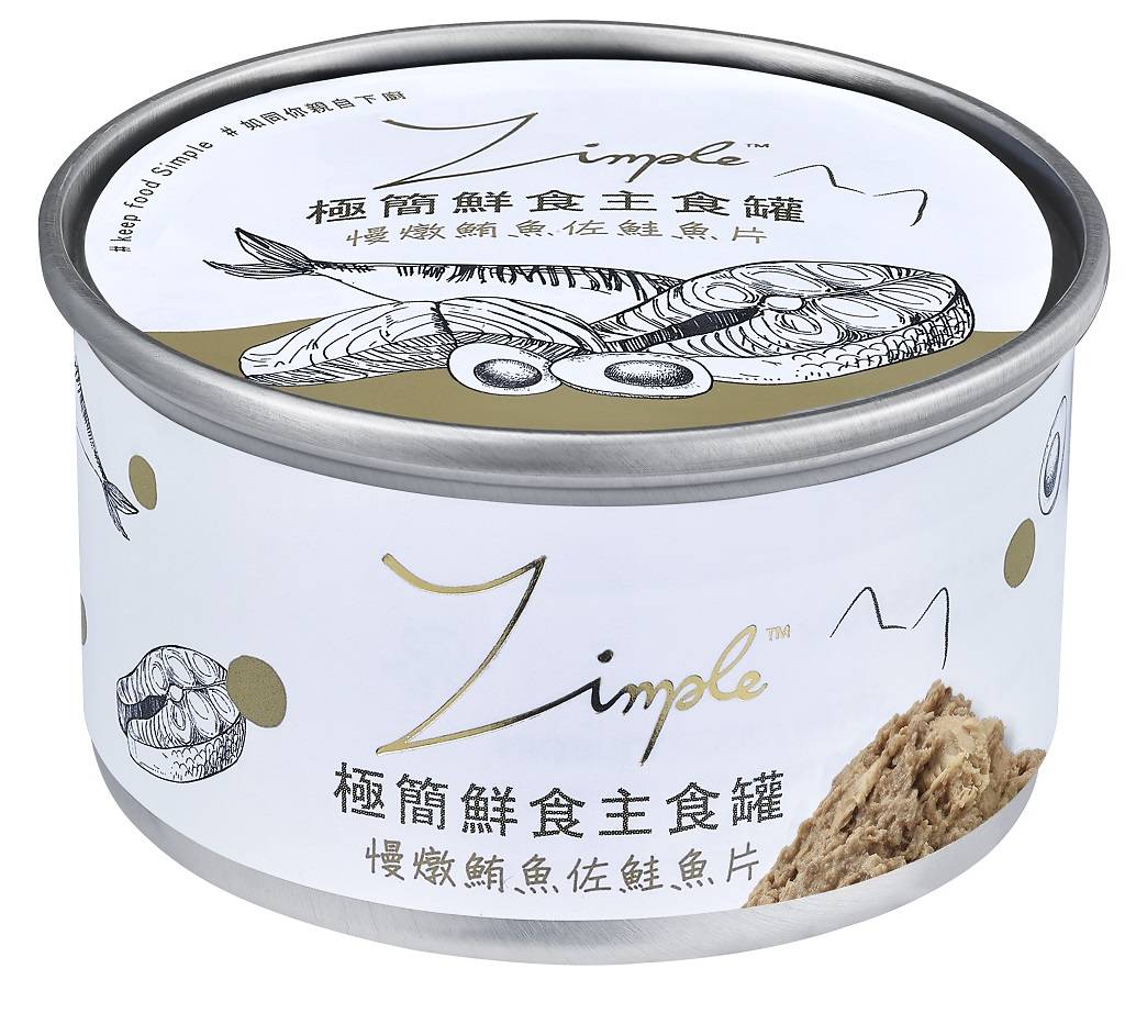 Zimple-極簡鮮食主食罐 慢燉鮪魚佐鮭魚片85g/4710409497955