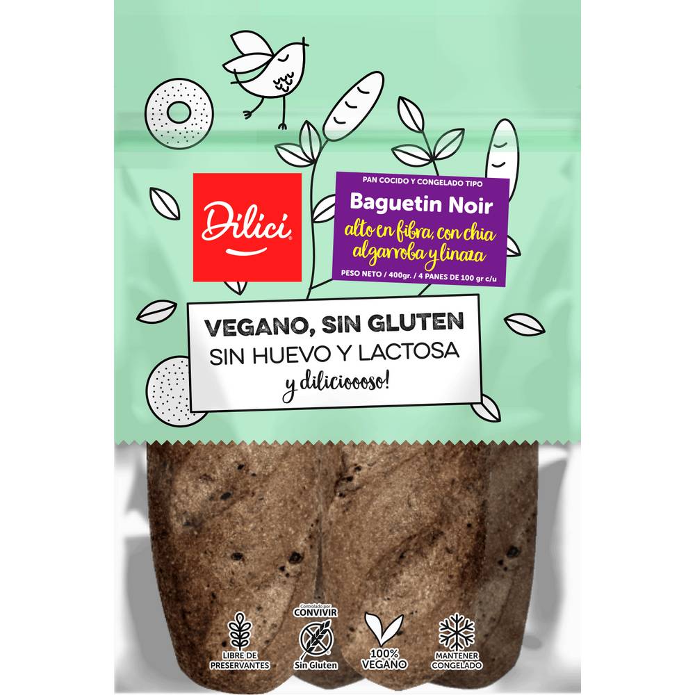 Dilici · Pan baguetin noir sin gluten (400 g)