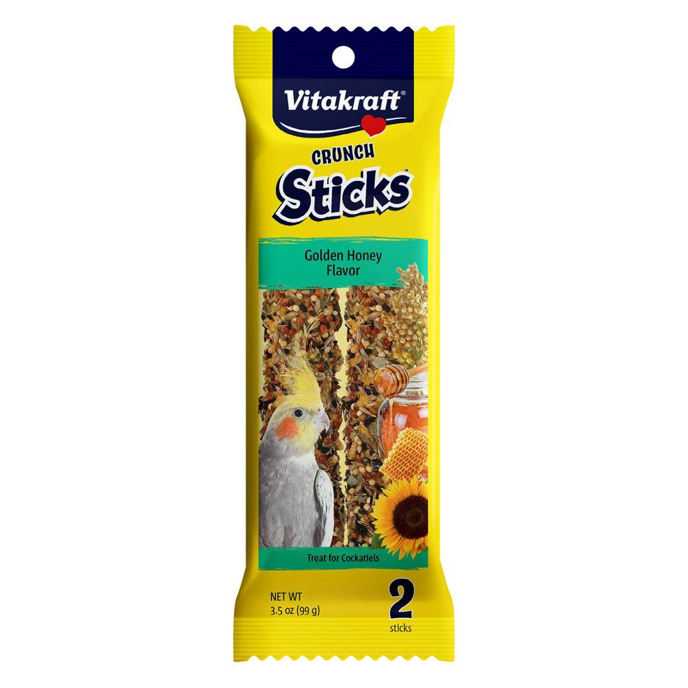 Vitakraft Crunch Sticks Cockatiel Treat, Golden Honey (3.5 oz, 2 ct)