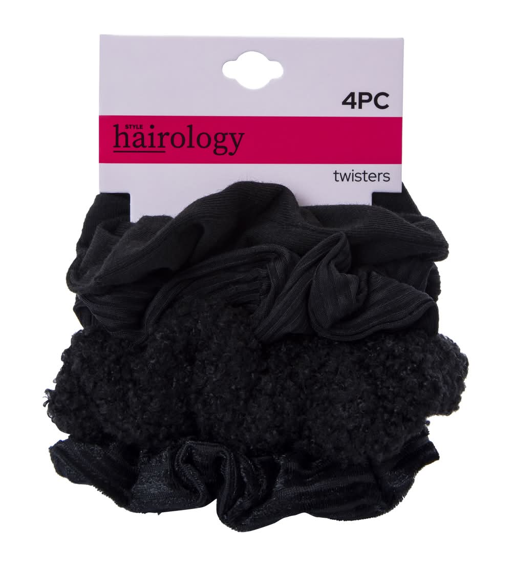 Assorted Twister Scrunchie Set 4-Count Black
