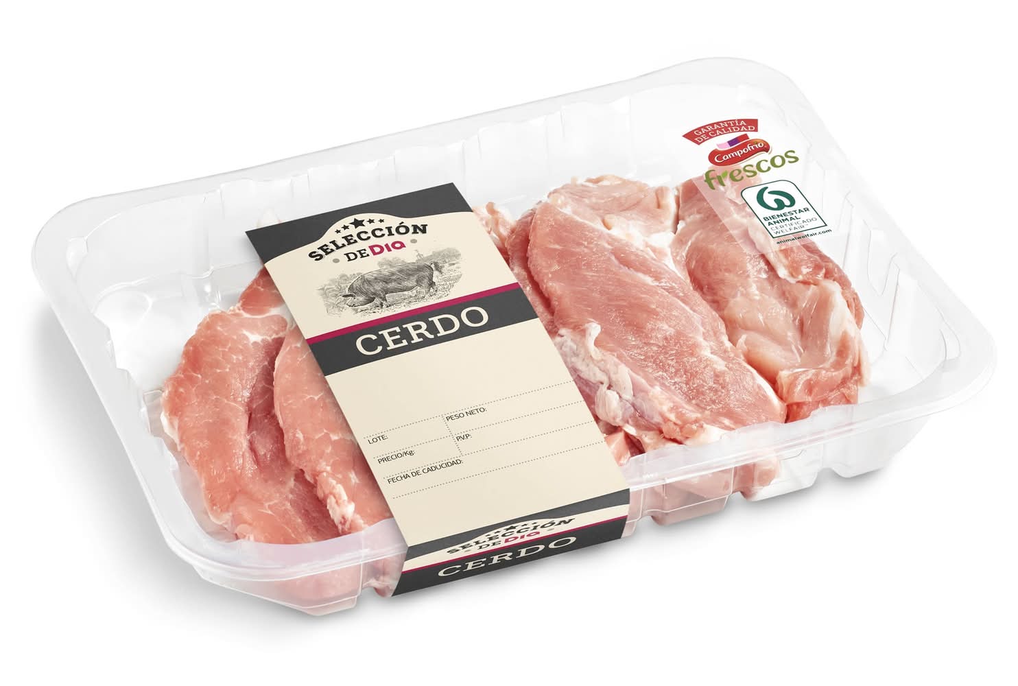 Filetes De Cabeza De Lomo De Cerdo Selección De Dia Bandeja 550 G Aprox.