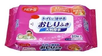 ハビナース トイレに流せるおしりふき 大判厚手 (40 入)