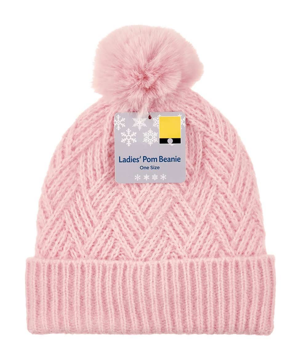 Ladies Pom Beanie One Size Assorted