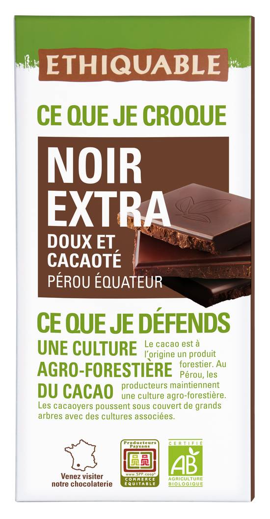 Chocolat Noir Extra bio & équitable - 100 g