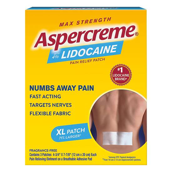 Aspercreme Max Strength Lidocaine Pain Relief Patch Xl (3 ct)
