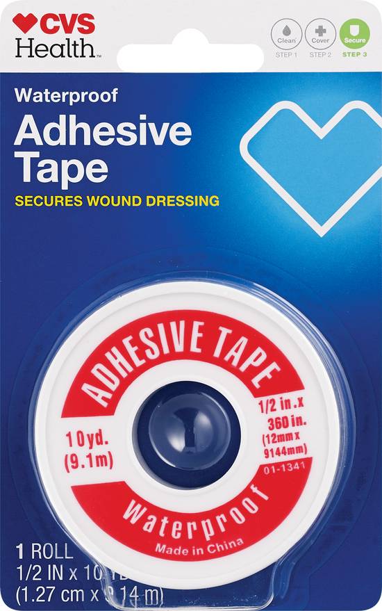CVS Health Easy Tear Waterproof Adhesive Tape, .5 IN x 10 YD