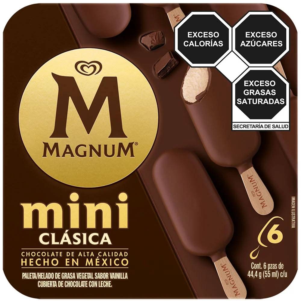 Magnum · Mini paleta clásica con cobertura de chocolate con leche (6 un)