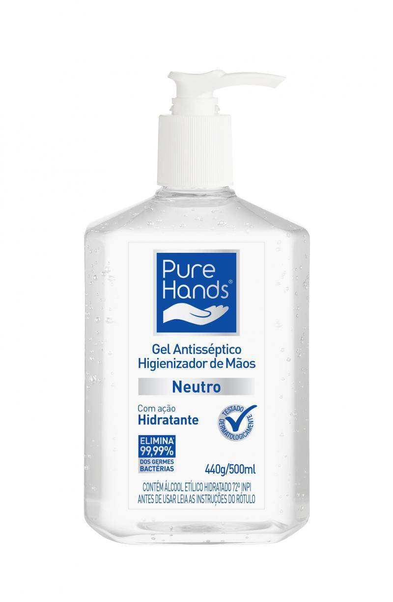 Pure hands gel antisséptico higienizador de mãos (500ml)