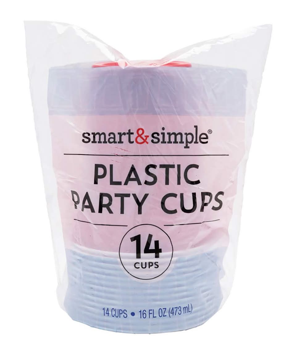 Smart & Simple Plastic Party Cups Red 14 Ct