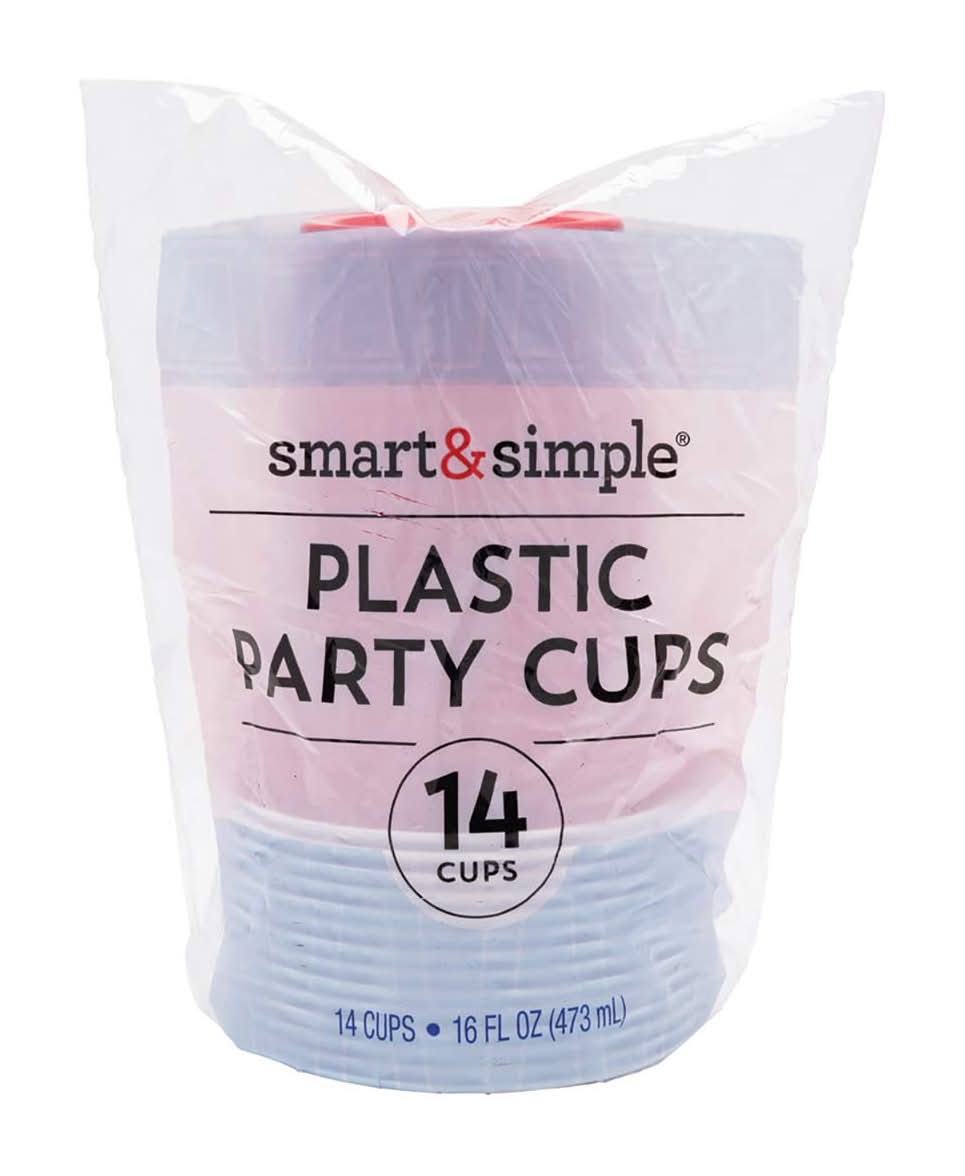 Smart & Simple Plastic Party Cups Red 14 Ct