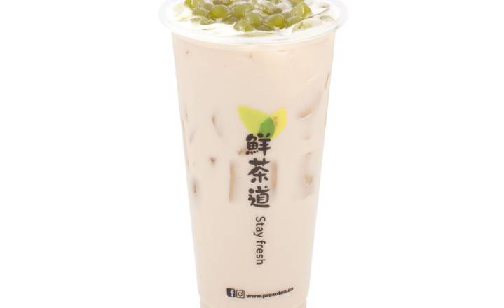 Japanese Genmaicha  Milk Tea with Brown Sugar Jelly Boba 波霸玄米奶茶