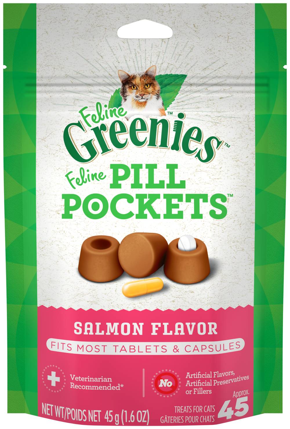 Greenies Natural Dental Care Feline Pill Pockets Cat Treats (salmon)