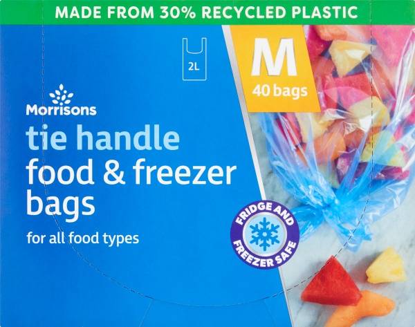 Morrisons M, Tie Handle Food & Freezer Bags 2L (40 pack)