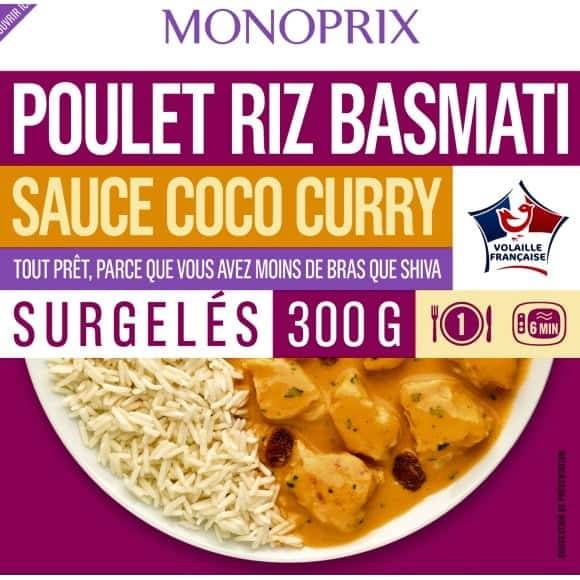 Monoprix Poulet Riz Basmati Sauce Coco Curry La Barquette De 300G