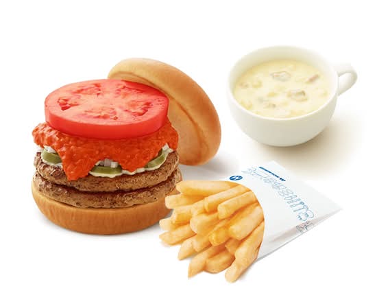 【辛】スパイシーダブルモスバーガー＋70円ドリンクセット