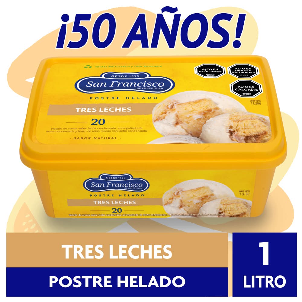 San Francisco de Loncomilla · Postre helado de crema de tres leches con brazo de reina - Leche Condensada (1 L)