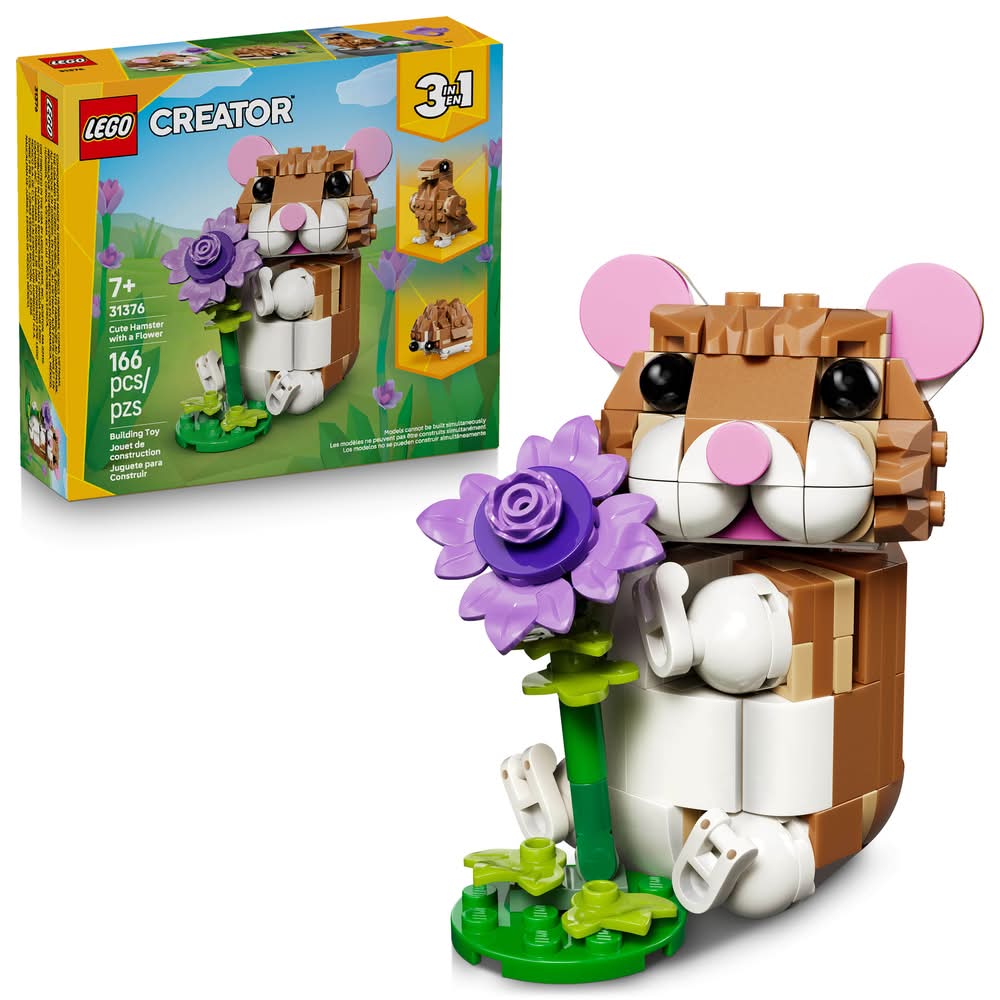 LEGO Creator 3 in 1 Cute Hamster With a Flower Building Toy Ages 7+ 31376 (166 ct)