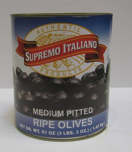 Supremo Italiano - Medium Pitted Ripe Black Olives - #10 can