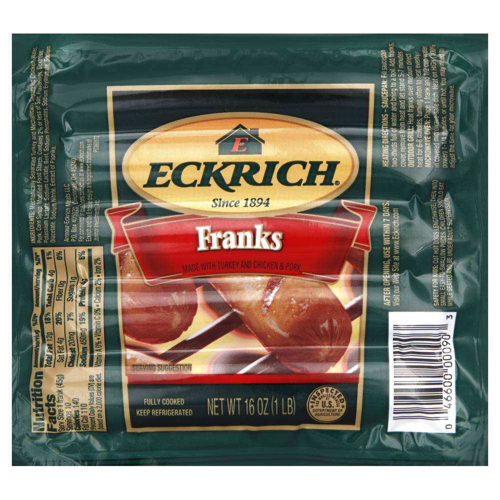 Eckrich Franks Made With Turkey & Chicken Pork (1 lbs)