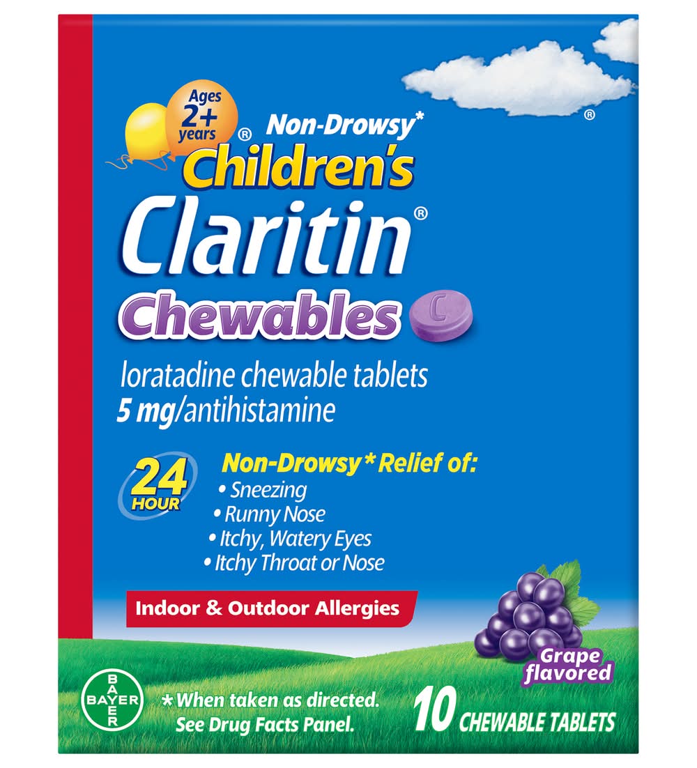 Claritin Children's Loratadine Allergy Chewables, Grape (10 ct)