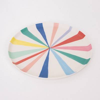 Meri Meri Large Bright Stripe Reusable Bamboo Plates (Pack of 6)