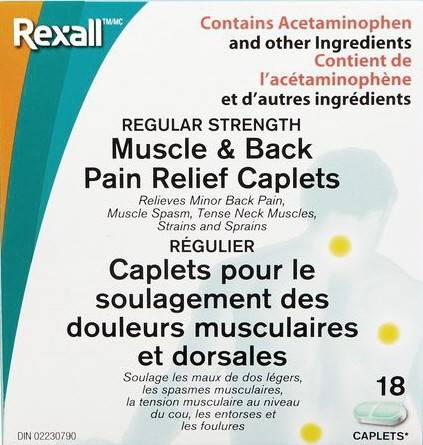 Rexall Muscle & Back Pain Relief Caplets (18 units)
