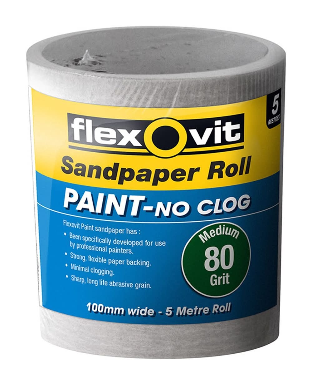 Flexovit 115mm x 5m 80 Grit Painted Surface Sandpaper Roll - 80 Grit