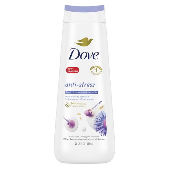 Dove Sulfate Free Anti-Stress Body Wash with Blue Chamomile and Oat Milk, 20OZ