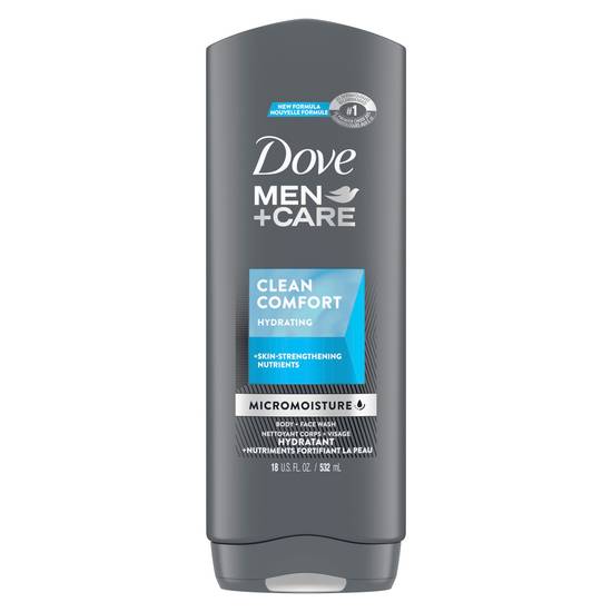 Dove Men+Care Clean Comfort Body and Face Wash, 18 OZ