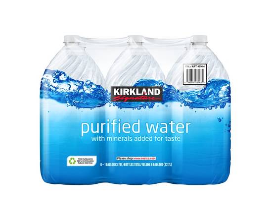 Kirkland Signature Purified Drinking Water, 1 Gallon, 6 ct