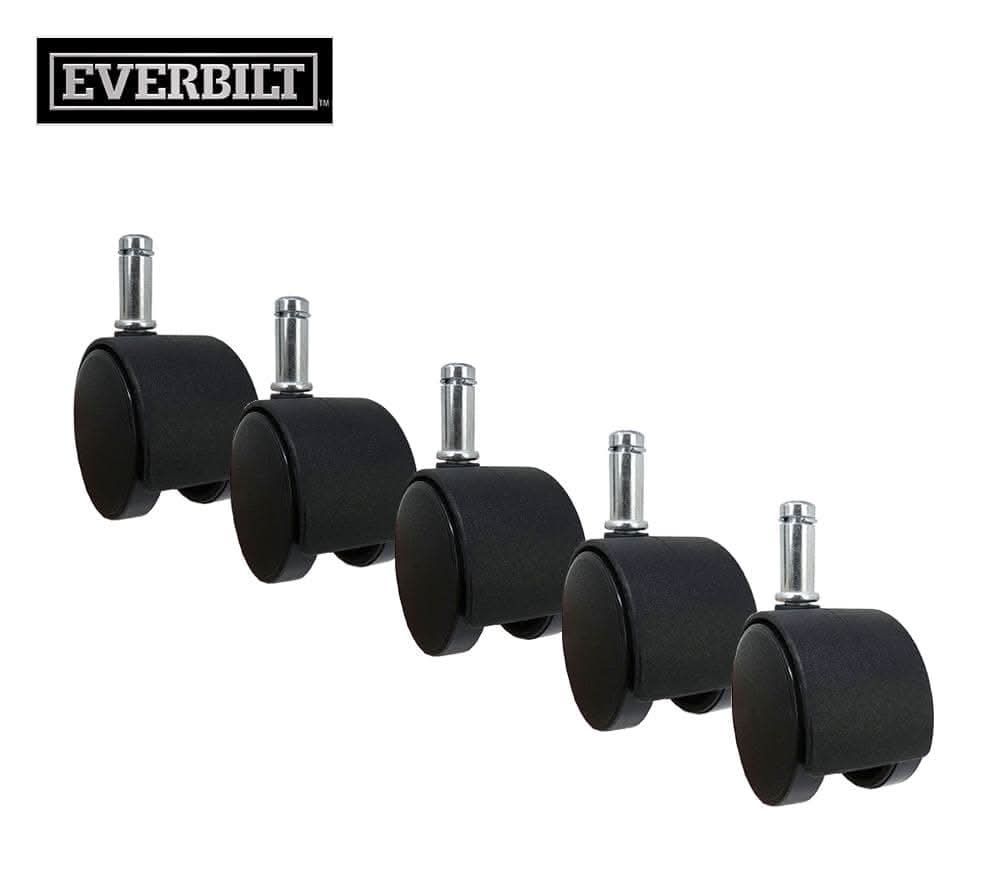 Everbilt 2 In. Black Plastic And Steel Twin Wheel Swivel Friction Grip Stem Office Chair Caster With 75 Lb. Load Rating
