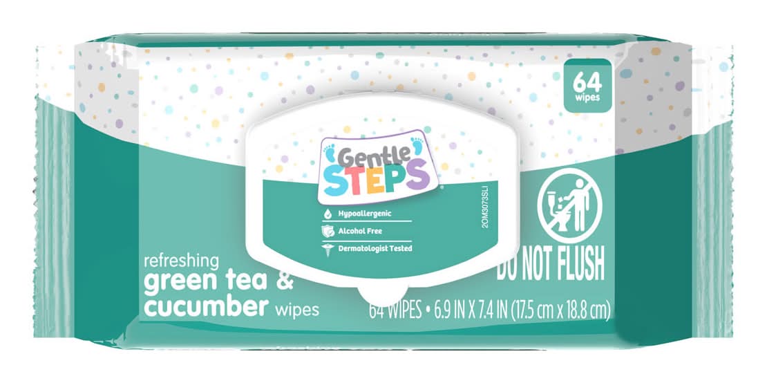 Gentle Steps Green Tea Wipes 64 Ct