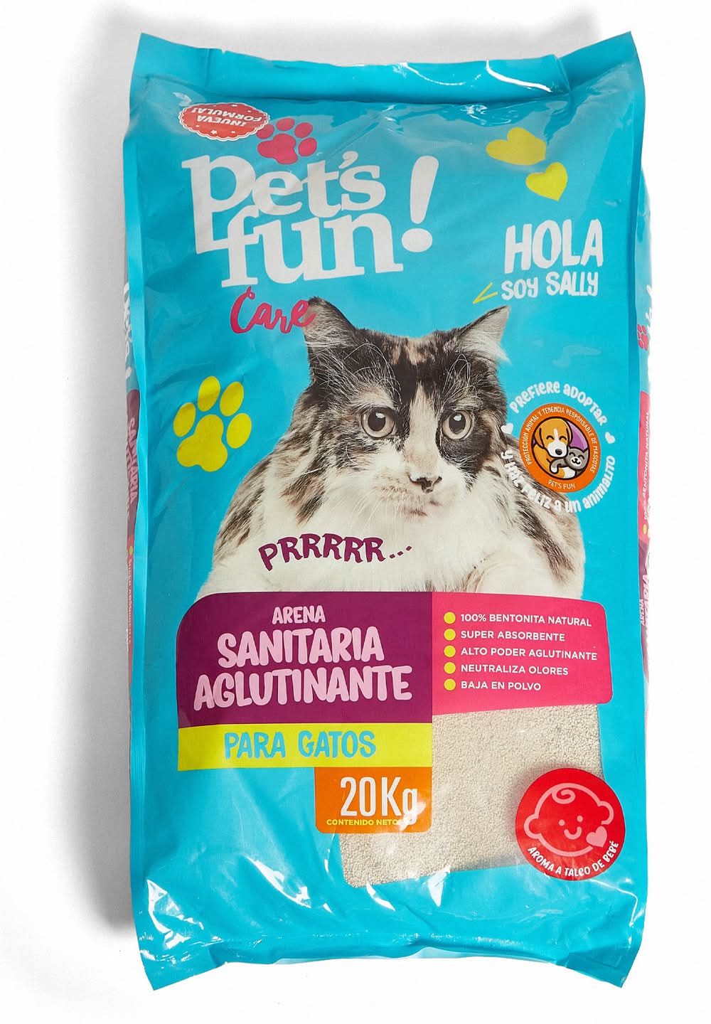 Pet's Fun · Care arena sanitaria aglutinante - Talco De Bebé (20 kg)
