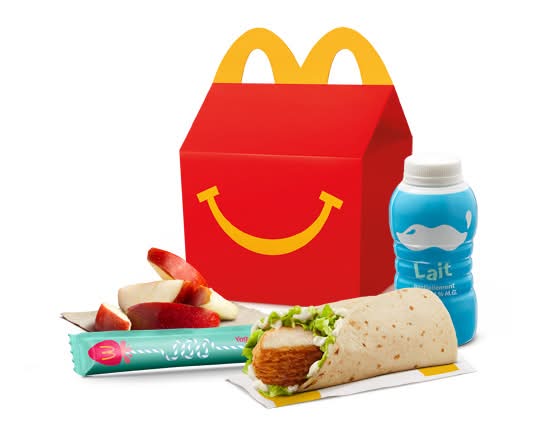 Joyeux festin Wrap-éclair avec poulet croust. et tranches de pommes [350-460 Cal]