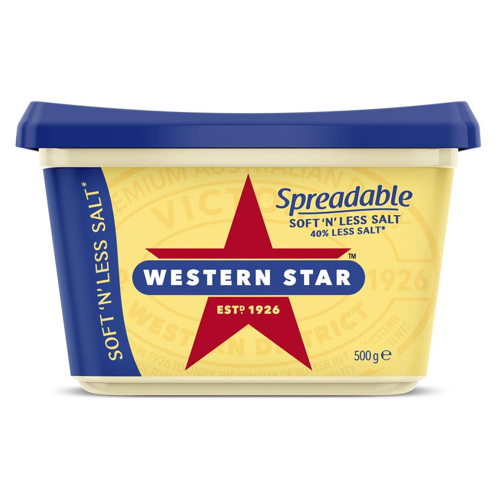 Western Star Soft N Less Salt Spreadable Butter (500g)