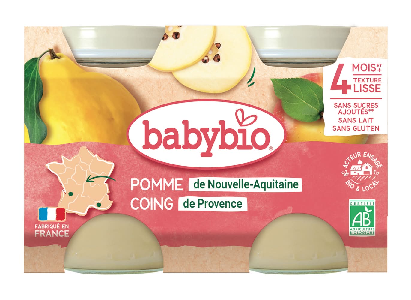 Babybio - Purée de fruits pour bébés 4 mois et plus (260g)