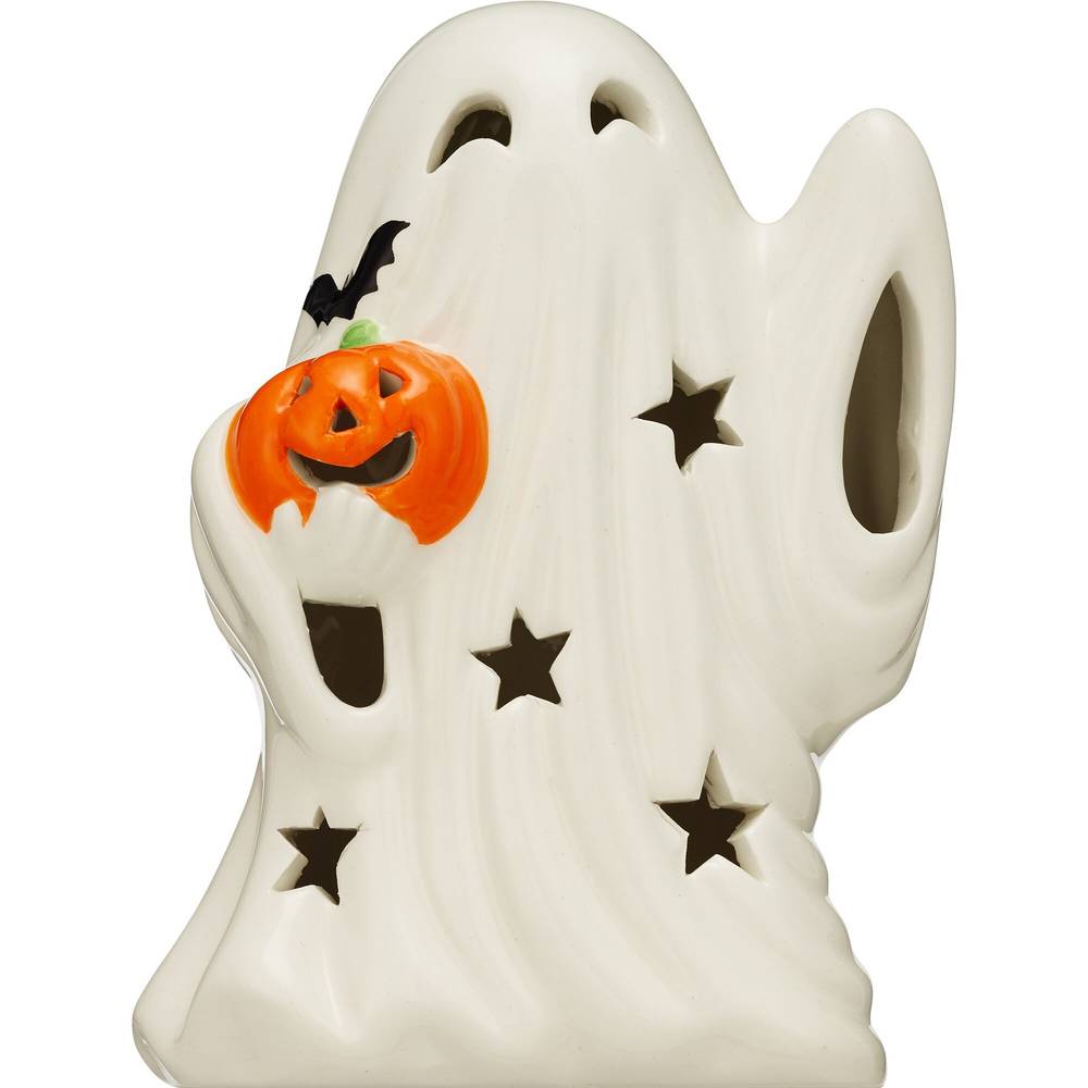 Light Up Ceramic Ghost with Pumpkin