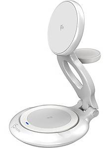 j5create Qi2 3-in-1 Magnetic Wireless Foldable Charging Station, White (JUPW3415)