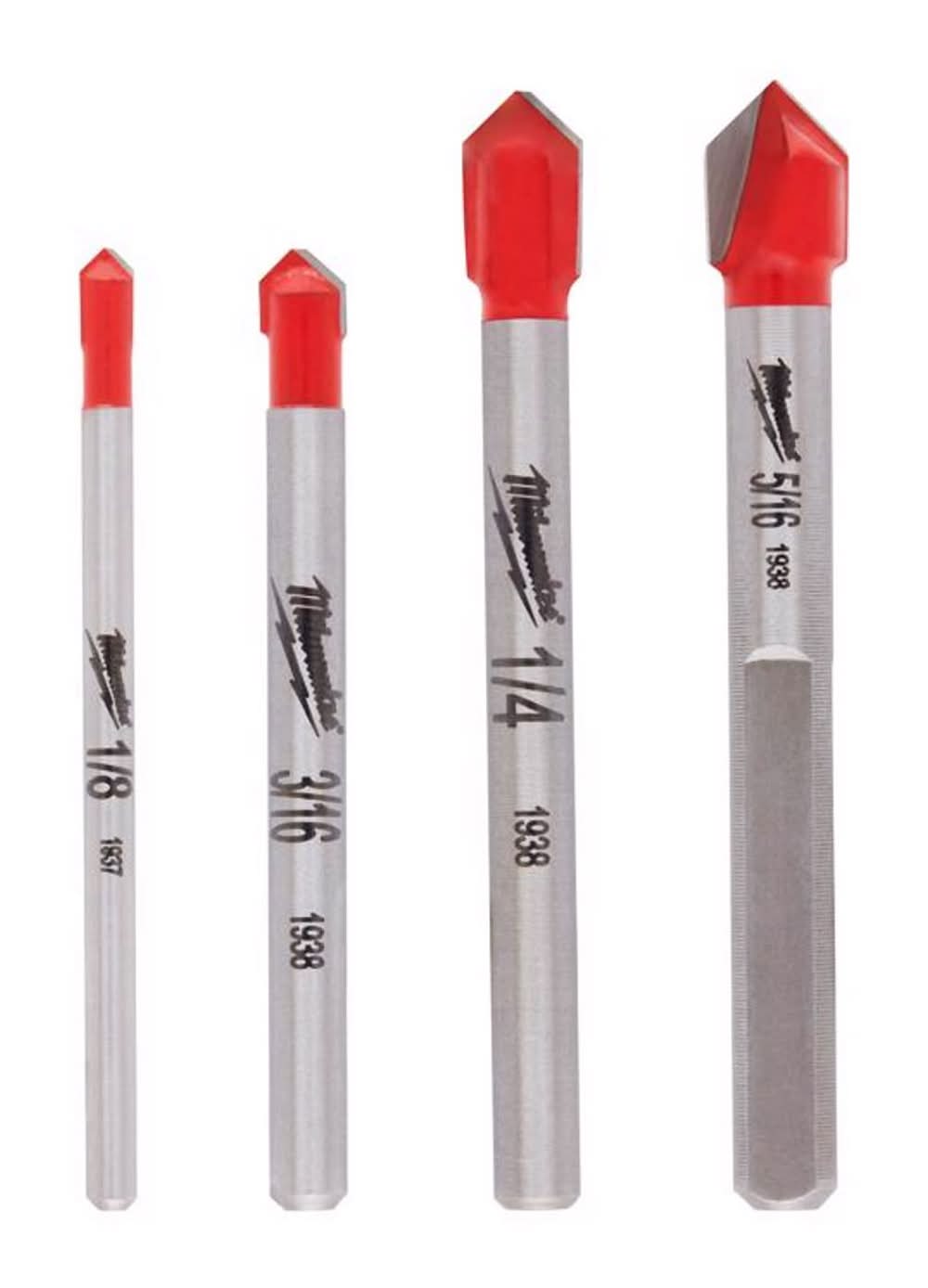 Milwaukee 5.25 In. L Carbide Tipped Glass And Tile Bit Set 3-Flat Shank 4 Pk