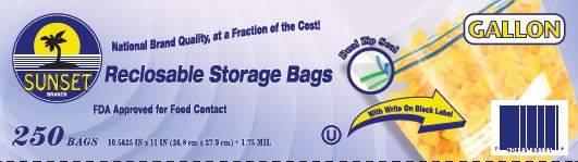 Sunset - Reclosable Storage Bag, gallon size - 250 ct (1X250|1 Unit per Case)