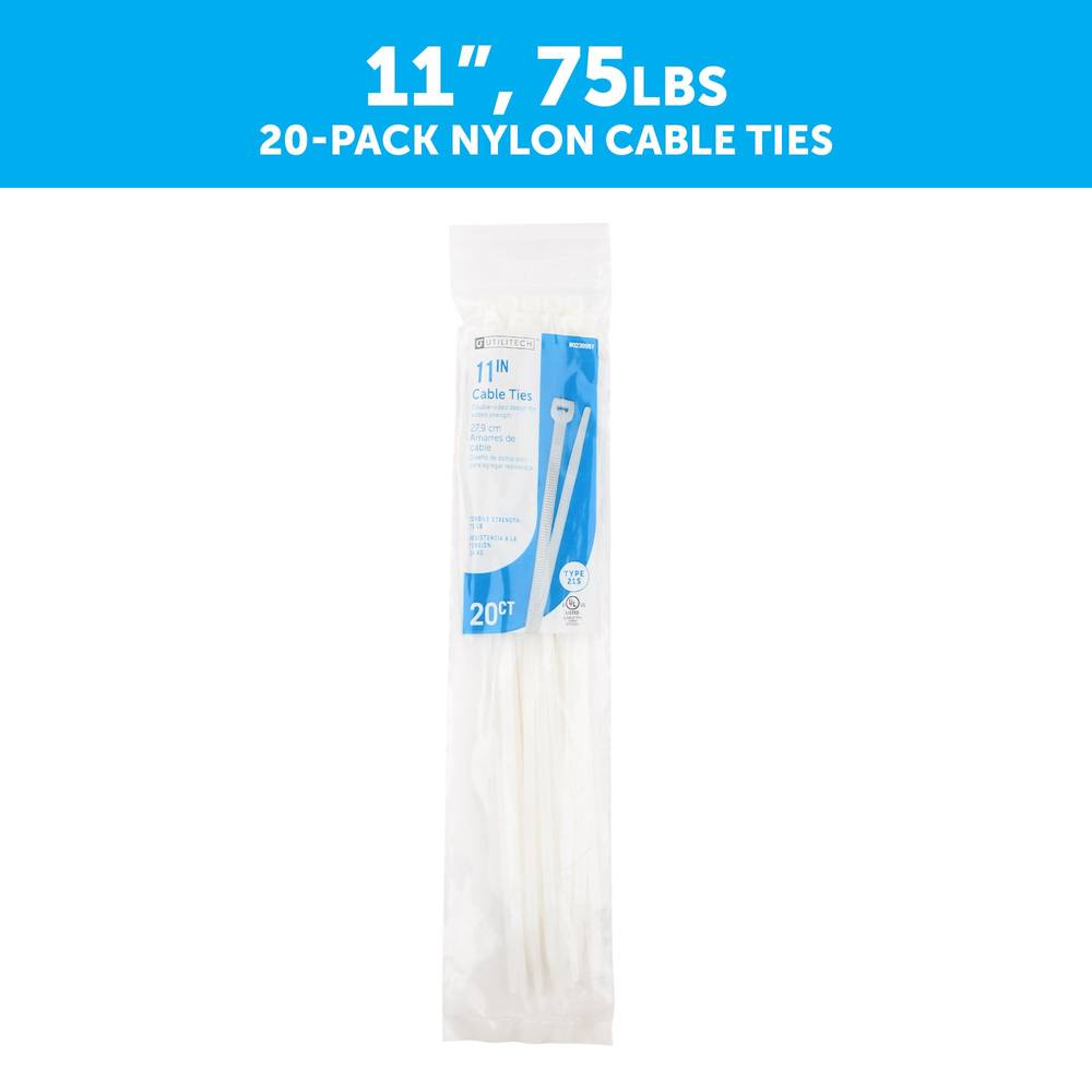 Utilitech 11-in Nylon Zip Ties Off-white (20-Pack) | SGY-CT17