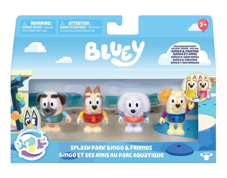 Bluey Set 4 Figuras Splash Park Bingo y Sus Amigos único color