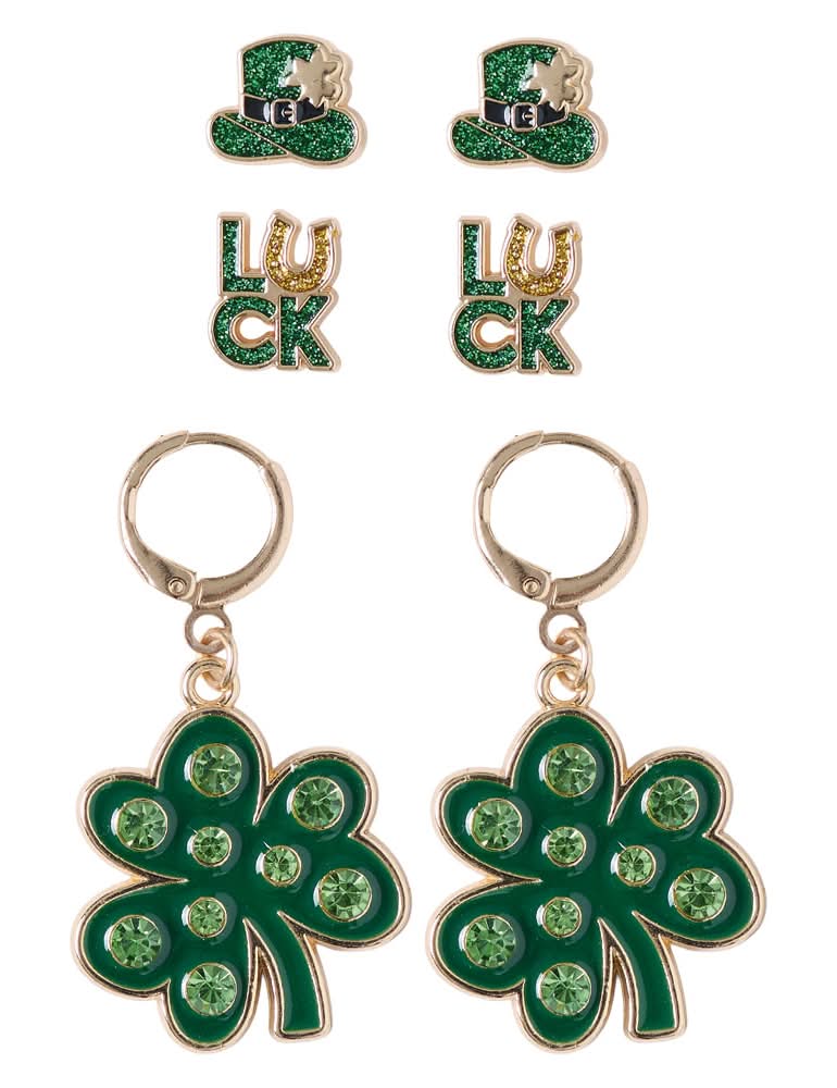 Serra St Pattys Day Accessories - 3pk Earrings