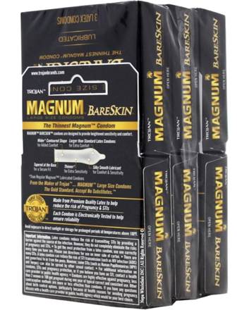 Trojan Magnum Bareskin Lubricated Latex Condoms 3 Pack Large